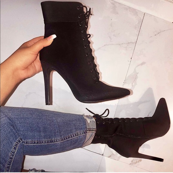 Shoes - Black lace up booties